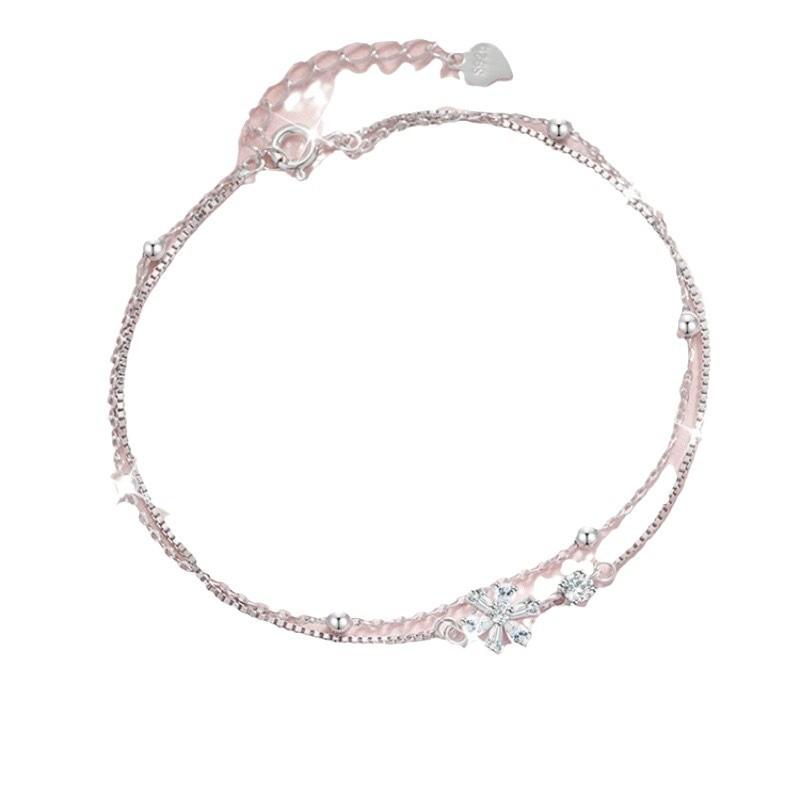 Cherry Blossom Double Bracelet Women's Light Luxury Niche Exquisite Fresh Sweet and Advanced New Gift for Girlfriend