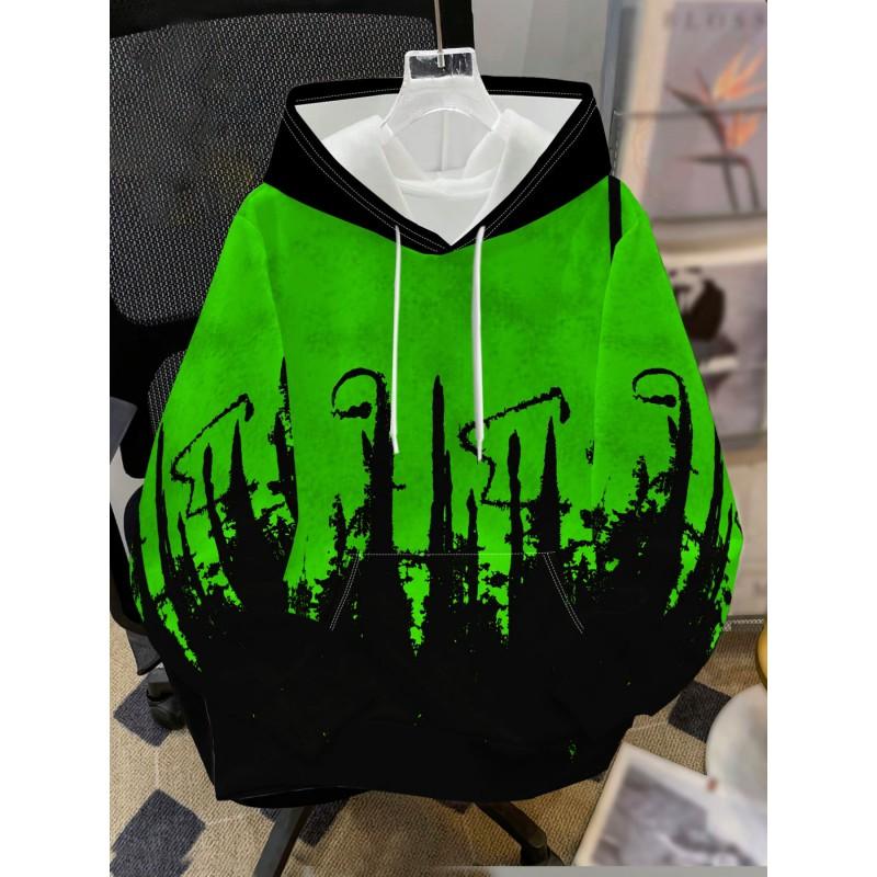 Mens Hooded Sweatshirt Soccer Print Breathable Loose Fit Casual Wear