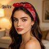 Comfortable Headband Elastic Rabbit Ear Knot Design Hair Wrap Secure Fit Wave Boosting Compression Band Paisley Pattern Headwrap