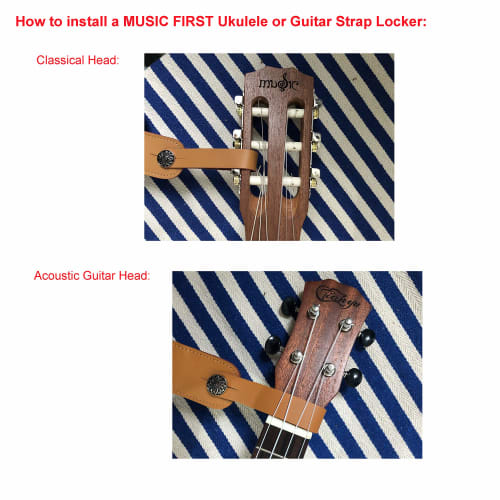 MUSIC FIRST Original Design "Lotus" Soft Nylon & Genuine Leather Ukulele Strap/Shoulder Strap with Branded Strap Locker