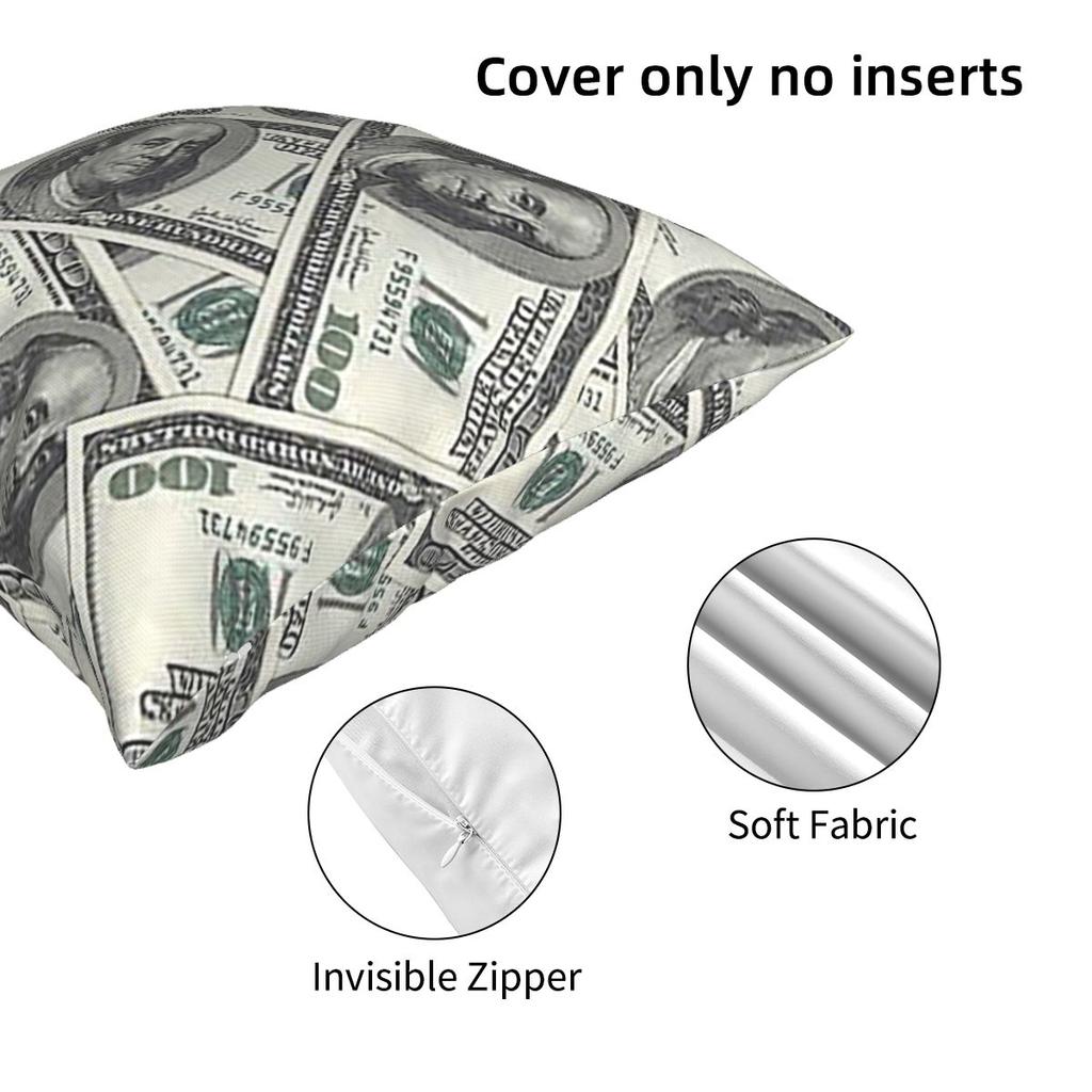 Rich Money Novelty Dollars Square Pillowcase Pillow Cover Cushion Decor Comfort Throw Pillow for Home Bedroom