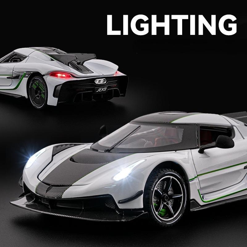 1/24 Koenigsegg Jesko Super Sports Car Alloy Car Model Ornaments for Children Boys Toys Pullback Light Simulation Model Diecast Toy Vehicle