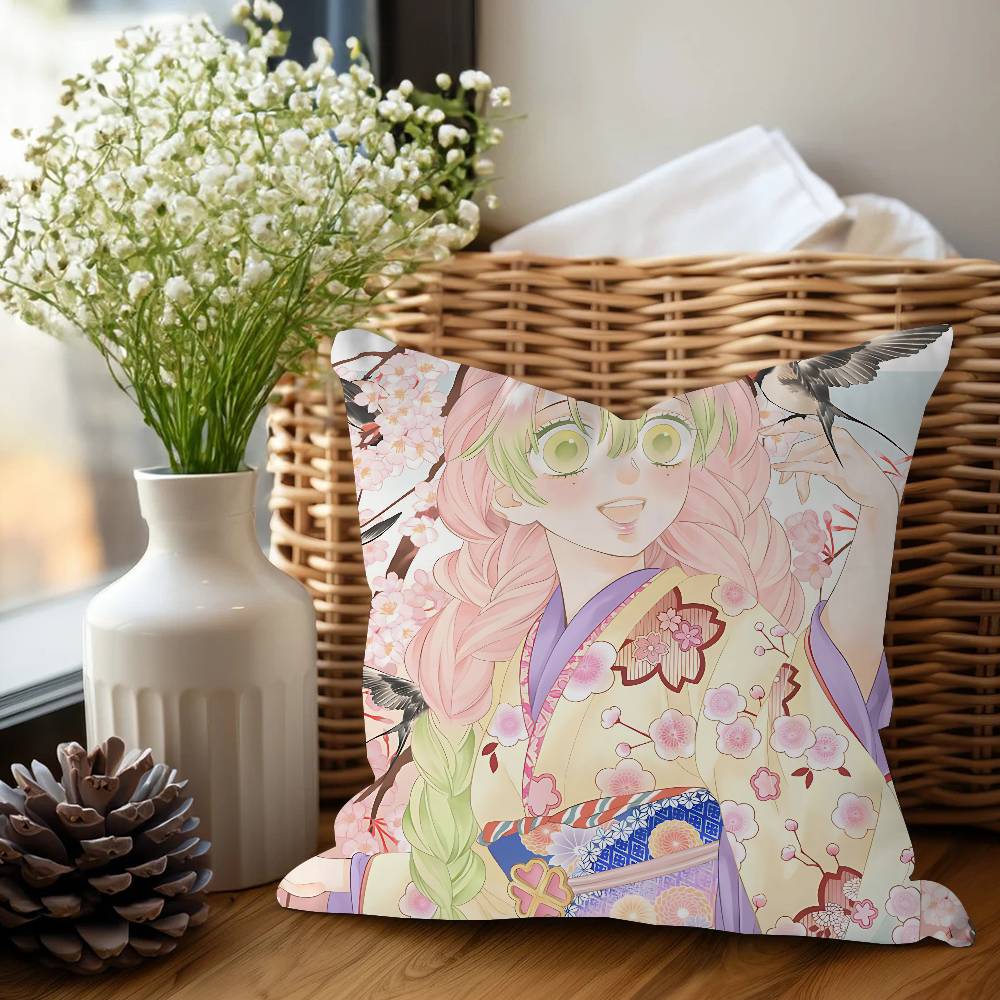 DemonSlayer KanrojiS Mitsuri Poszewka na poduszkę Calowe Wystrój Rustykalny Domowe Poszewki na poduszki Dekoracje Kanapy
