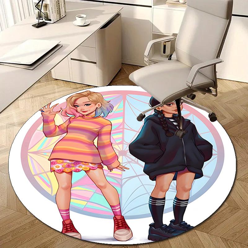 1pc Addams Family Wednesday6 Design Printed Area Round Carpet for Bedroom Living Room Home Decor Rugs Mat Non Slip Mat Rug for Bedside