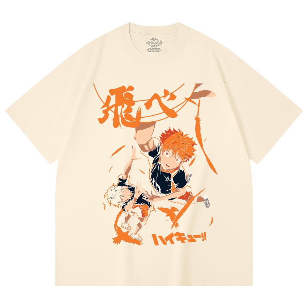 230 Gsm 100% Cotton Haikyuu V10 Hinata Tobio Print Unisex Heavy Cotton T Shirt