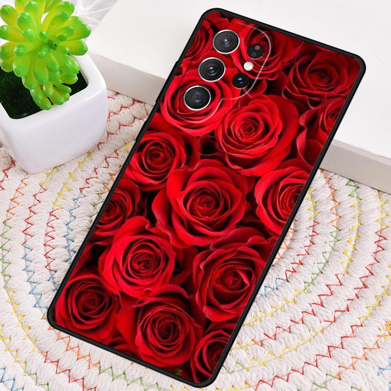 Red Rose TPU Phone Case For Samsung Galaxy note 10 pro S26 S25 S24 S23 S22 Ultra Plus S21 FE S20 Shockproof Cover