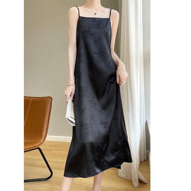 

Женское летнее платье Haute Couture, легкое, роскошное, нишевое, жаккардовое платье средней длины, модное, все, платье на бретелях XL чёрный