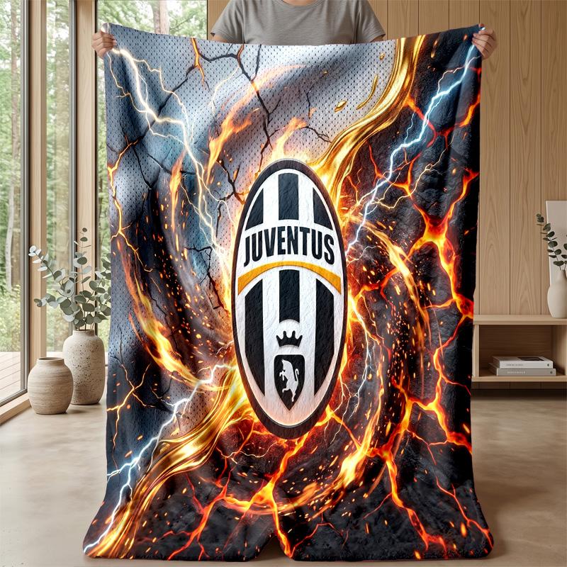 Coperta a tema Juventus FC Morbida coperta in flanella Coperta morbida tipo plaid Coperta accogliente per divano e letto per arredamento domestico