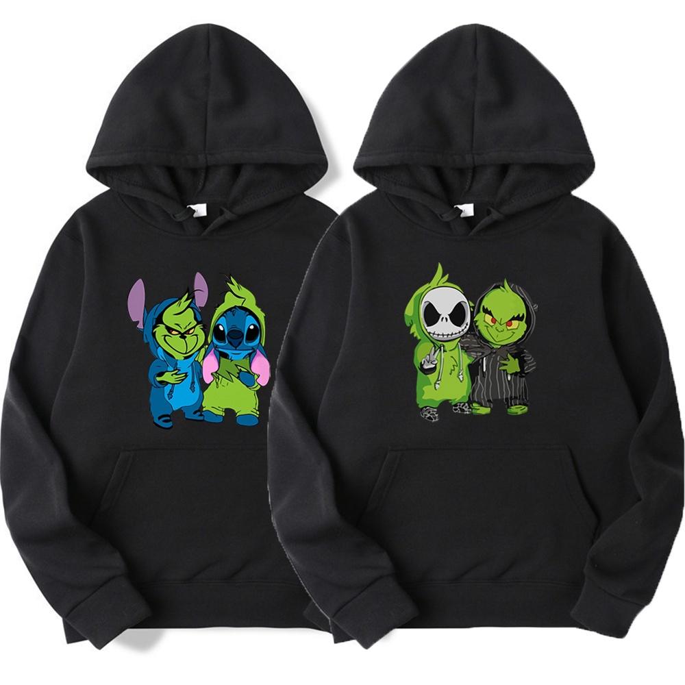 Cozy And Stylish Grinch Jack Skeleton Stich Hoodie For Christmas Celebration