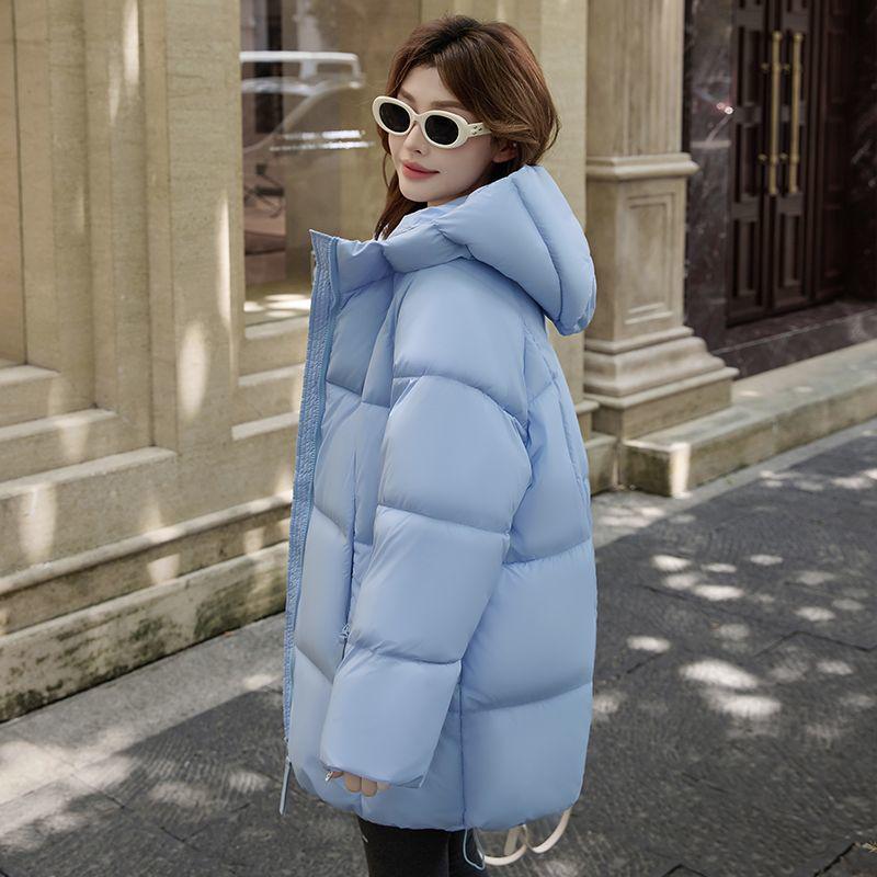 Beibei Cloud Light Luxury Hooded Down Jacket: Petite Mid-Length Puff Coat