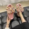 Damen Sommer Süße Große Schleife Sandalen und Hausschuhe Oberbekleidung Net Red Ins Tide Wild One-Word Drag Dickbesohlte Eva Hausschuhe