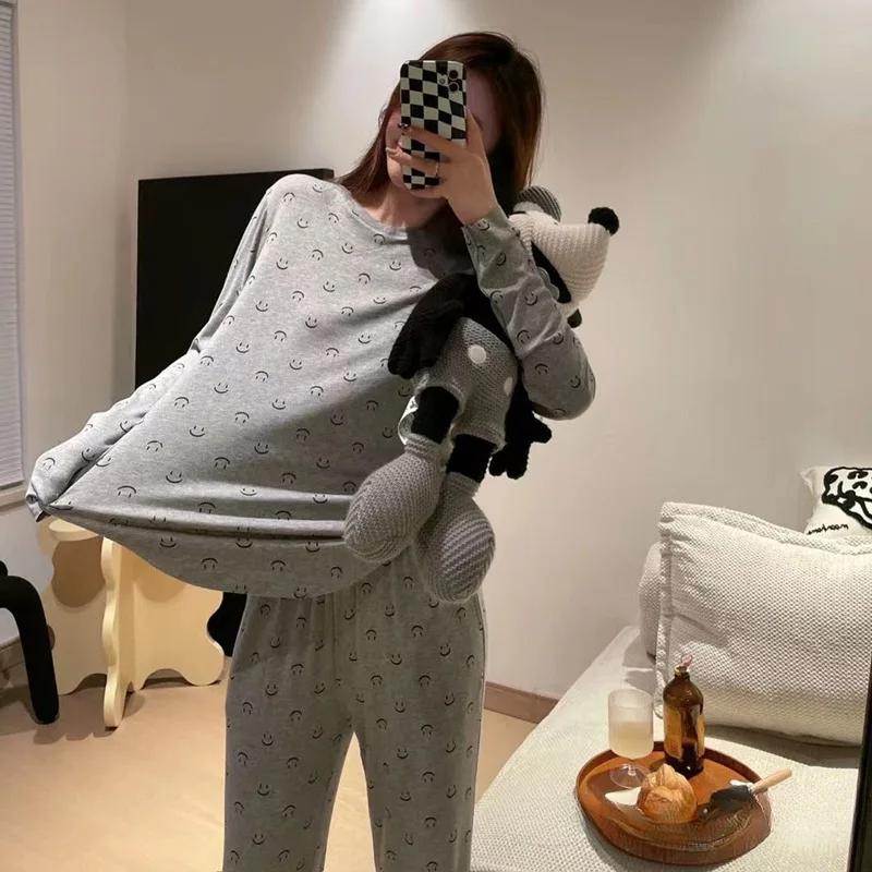 2 Piece New Girls Soft Skin Friendly Pajama Set Ladies Casual Sleep Homewear Set Women's Large Size Homewear
