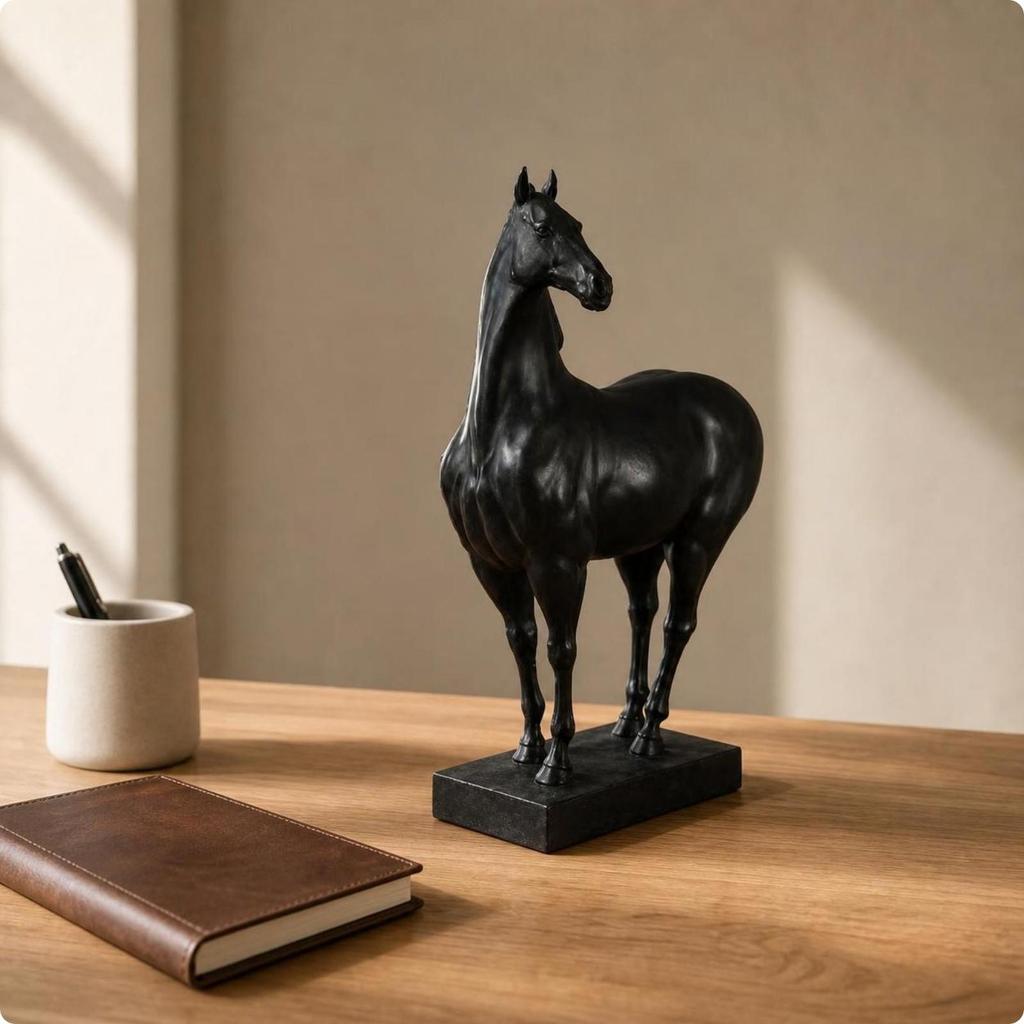 Horse Figurine with Base Rustic Decor Distressed for Living Room