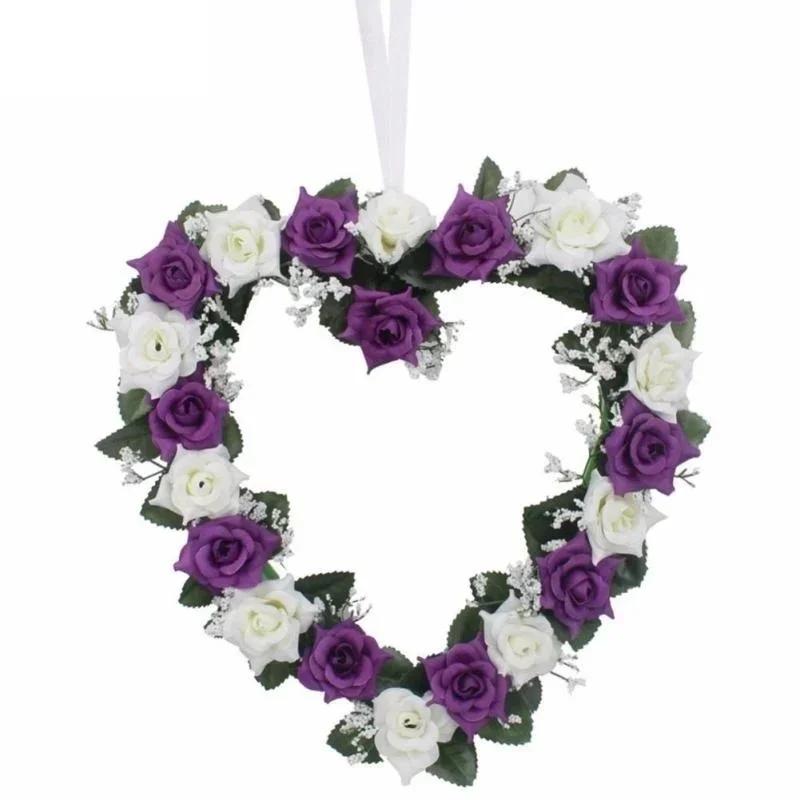 Heart-Shaped Rose Door Wall Hanging Wreaths Wedding Festival Decoration Road Lead Rose Flower Wreath Festival Party Supplies