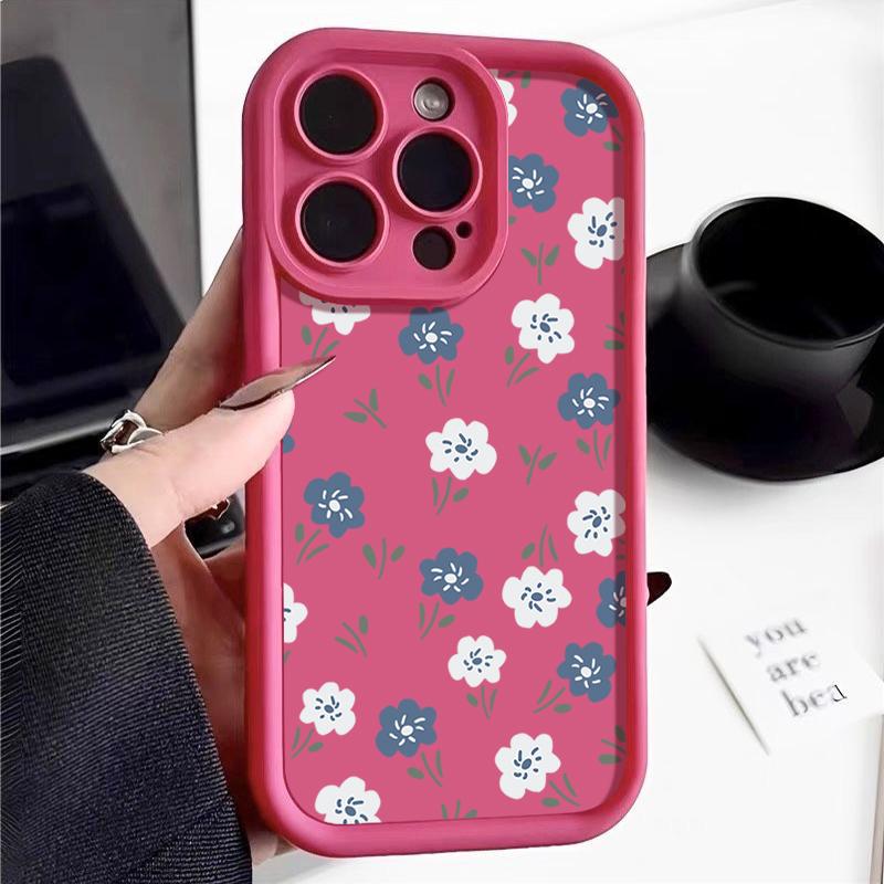 Blue White Small Flowers Silicone Case For iPhone 15 16 Pro Max 14 13 12 11 Pro Max 7 8 XR XS SE Shockproof Soft TPU Phone Cover