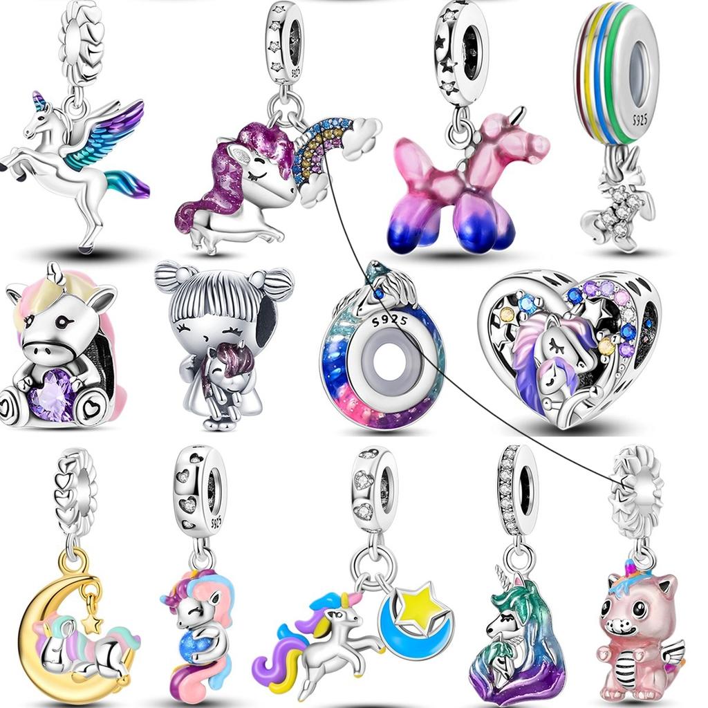 Majestic Unicorn Charm Bead Charms Copper Bead Charms Lovely Colorful Pendant Accessories Bracelets Do It Yourself Women Authentic Jewellery Gift