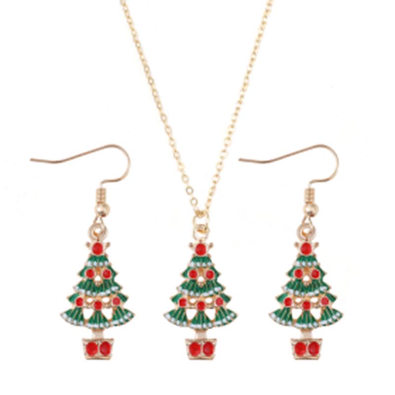 Trendy Christmas Jewelry Set: Santa Claus Earrings & Necklace