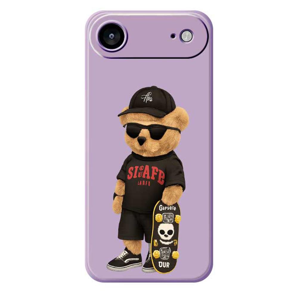 For iPhone 17 Air Case Cool Bear Pattern Printing Straight Edge TPU Phone Back Cover