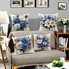 Blue and White Floral Pattern Home Decor Pillowcase Living Room Sofa Polyester Cushion Cover with Zipper