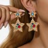 European & American Sterling Silver Diamond Star Pendant Stud Earrings - Retro Court Style, High-End Feel, Niche Ear Jewelry.
