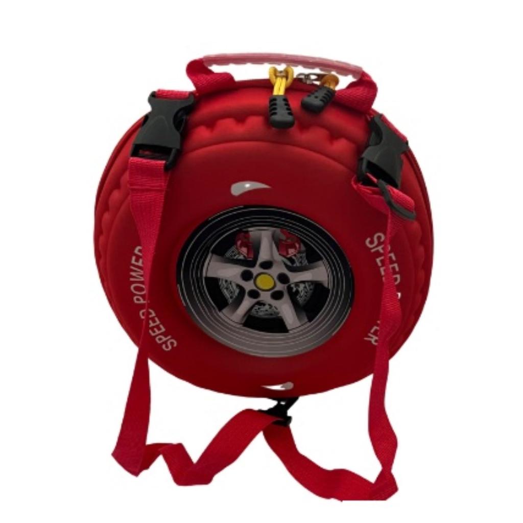 King's Arm Tire-Shaped Backpack for Kids, Baby Backpack, Kids' Bag, Car Design Bag, Car Bag, Boys' Lightweight Toddler Bag (Red)