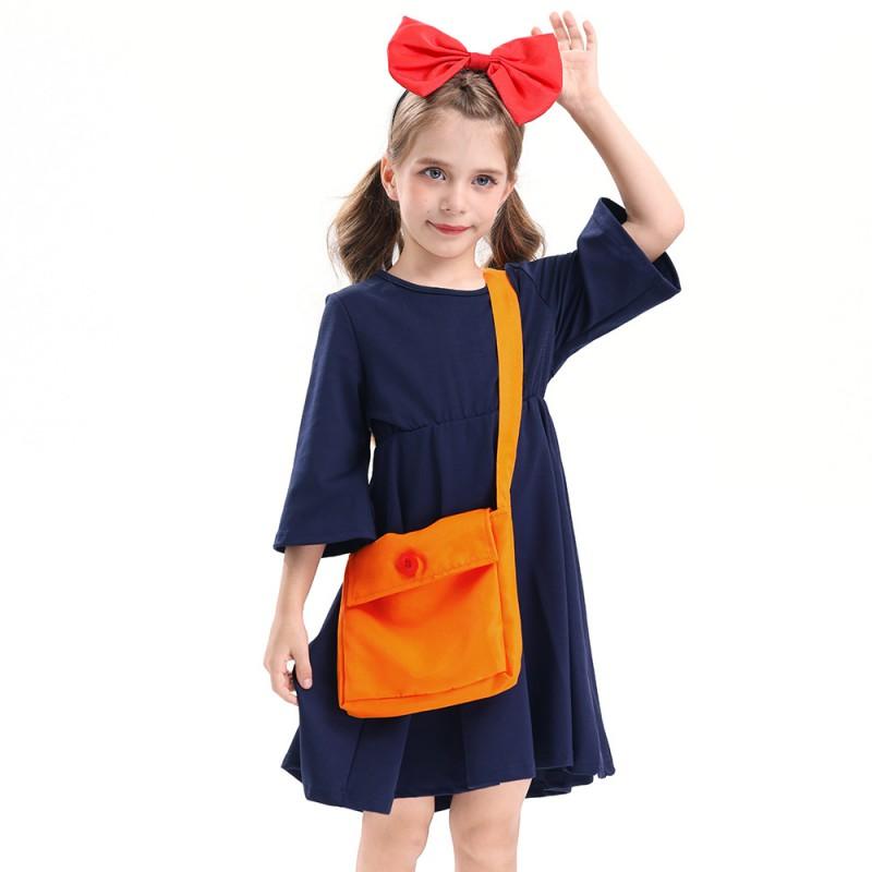 Set Vestito Costume di Halloween per Bambini Strega Servizio di Consegne Kikis Outfit Cosplay Bambine Età 3-14