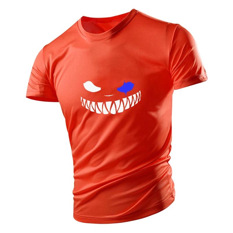 Summer Fashion Men's T-Shirts Quick-Drying Tees Shirt Smiling Face Printed Clothing For Men Boy Breathable Comfort Sport Running