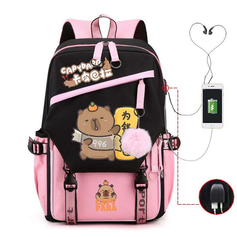 Kapibara fun peripheral printing new schoolbag cute cartoon primary and secondary school students spine backpack