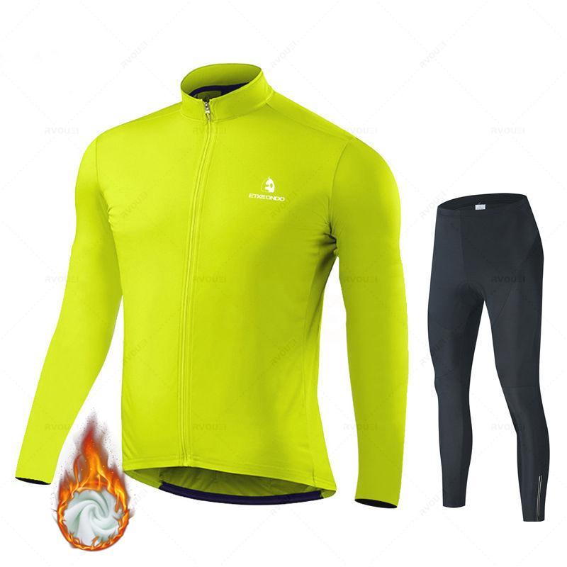 New Winter Thermal Fleece Cycling Jersey Set Sports Team Bike Suit Mountian Bicycle Clothing Ropa Ciclismo Invierno Hombre