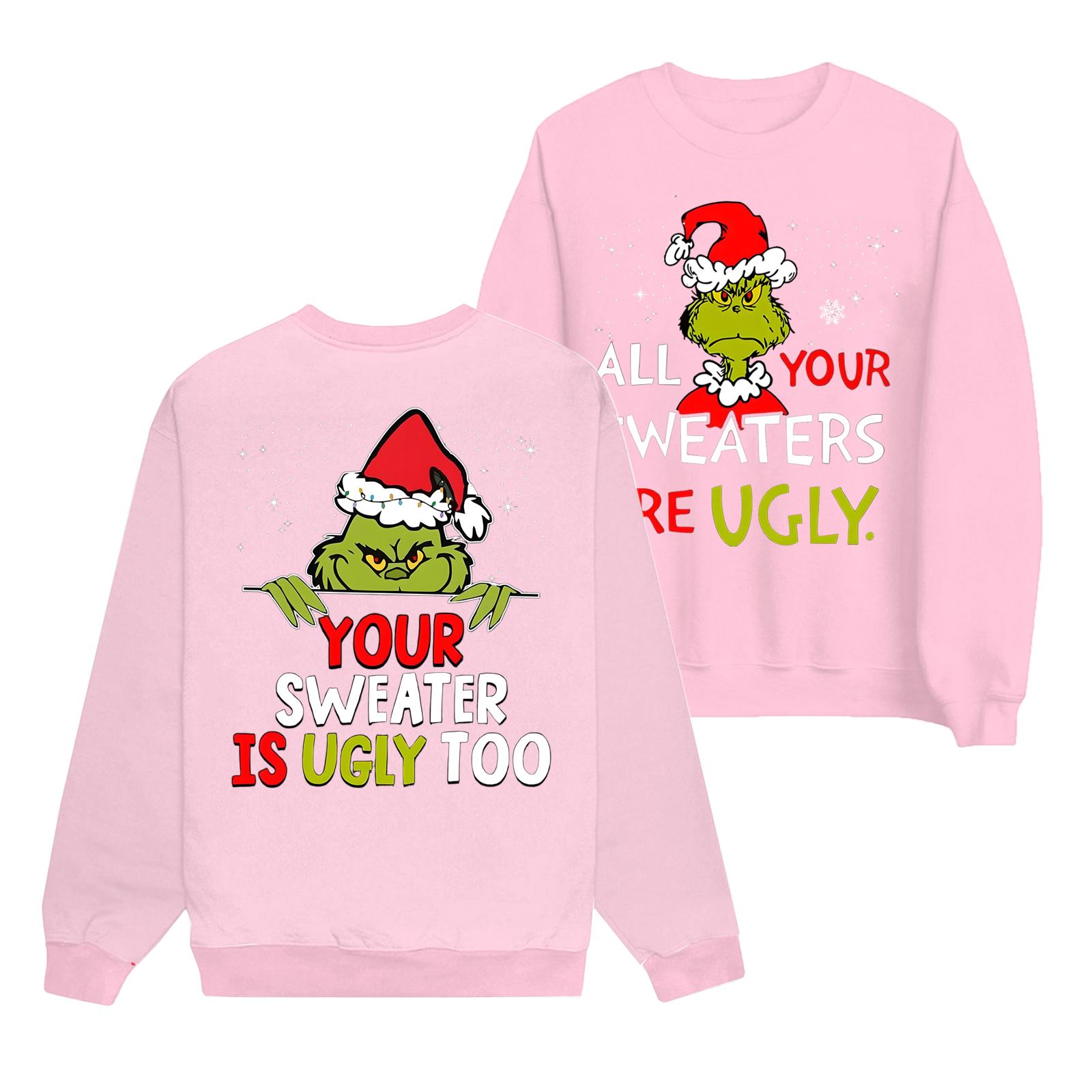 

Женская мода повседневный принт повседневный длинный рукав круглый вырез толстовка топ XXL розовый