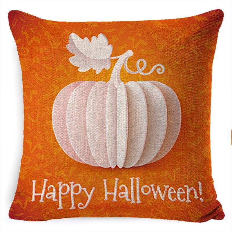 Halloween Pillow Pumpkin Little Witch Horror Cushion Linen Cushion Cover Holiday Party Pillow Cover Bed Backrest
