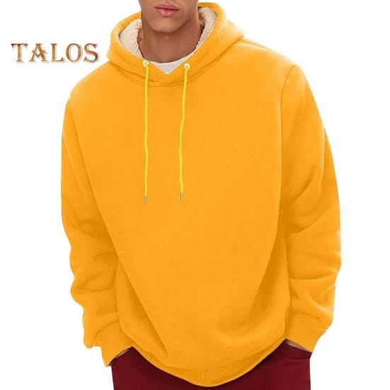 

Зимняя мужская толстовка с капюшоном, однотонная, с плюшевой подкладкой, свободная, с длинными рукавами, на шнурке, с эластичными манжетами, повседневная толстовка с капюшоном L жёлтый