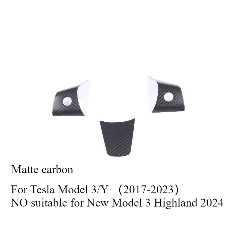 

Real Dry Carbon Fiber Car Steering Wheel Cover Case Kit for Tesla Model 3 2017-2023 Model Y 2020-2024 Auto Exterior Accessories Matte carbon