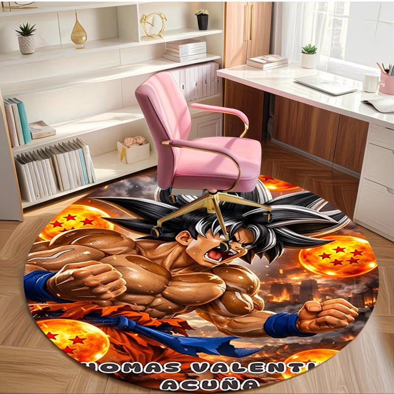 DRAGON BALL Print Round Rug, Washable Floor Carpet, For Entryway Dorm Laundry Room Office Study, Home Decor Birthday Christmas Gift
