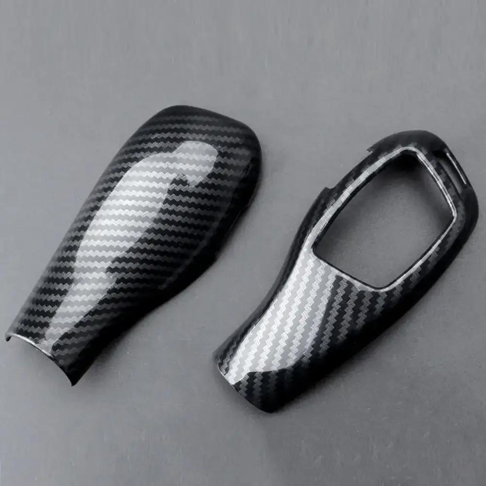 2 Stück/Set Kohlefaser Auto Schaltknauf Abdeckung Zierleiste Innenzubehör Auto Schalthebelmanschetten Für BMW X5 X6 E70 E71 2008-2017