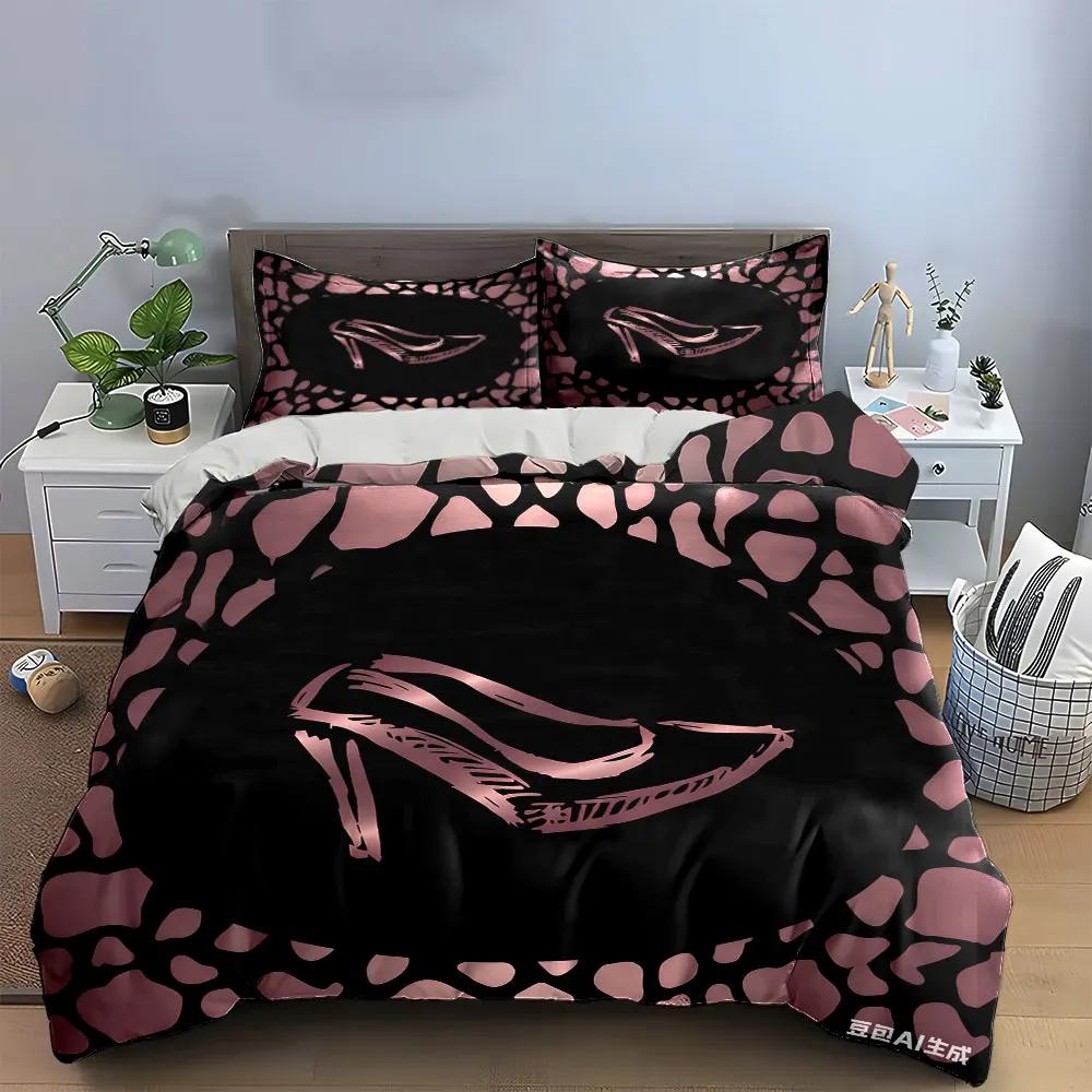 Elegant Shoes Pattern Sets Multiple sizes kid's and adults' bedroom Exquisite 3PC bedding set gift