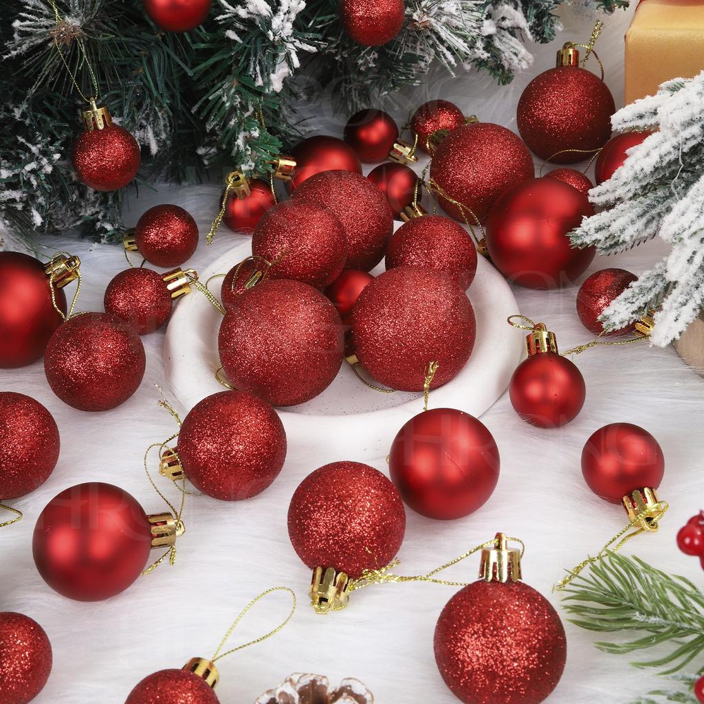 44PCS Gold Christmas Ornaments Set: Elegant Matte & Glitter Baubles For Holiday Christmas Ball Ornaments Tree Decorative