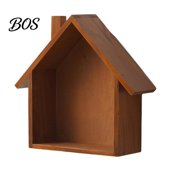 Wall Shelf Wood House Display Shelf, Mounted Decorative Floating Kids Room Small Toys Dolls Organizer for Entryway, Living Room, Nursery