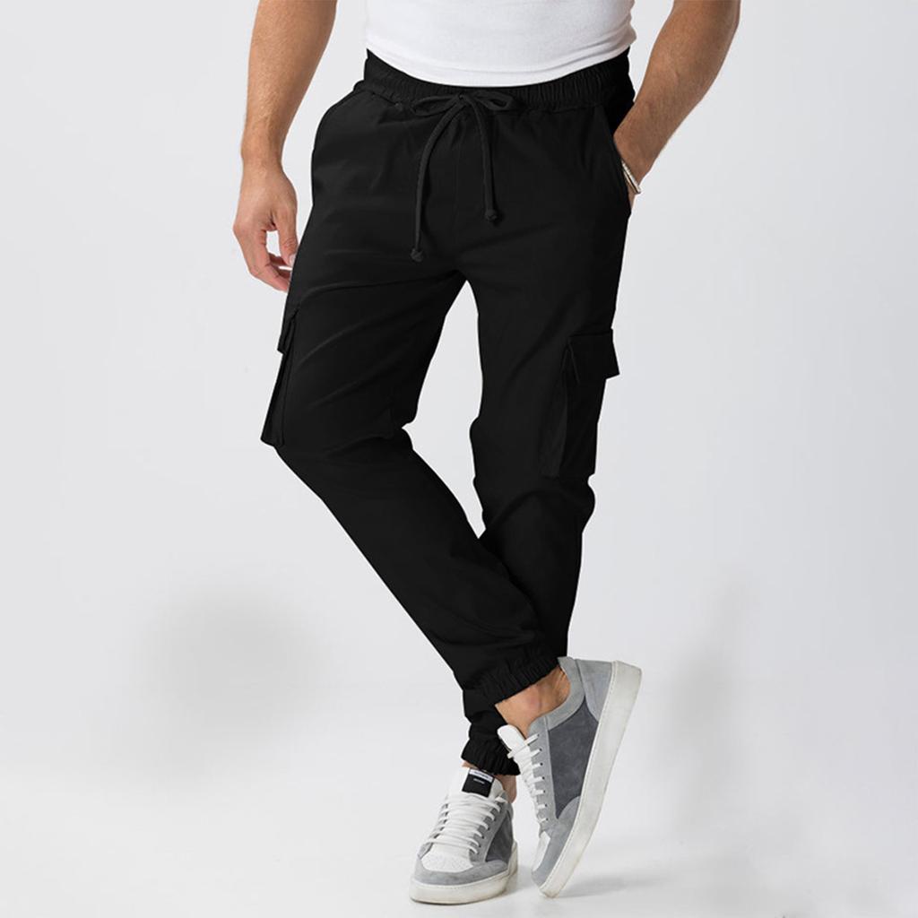 Men'S Multi Pocket Loose Pants With Drawstring Waist Fashionable Pants