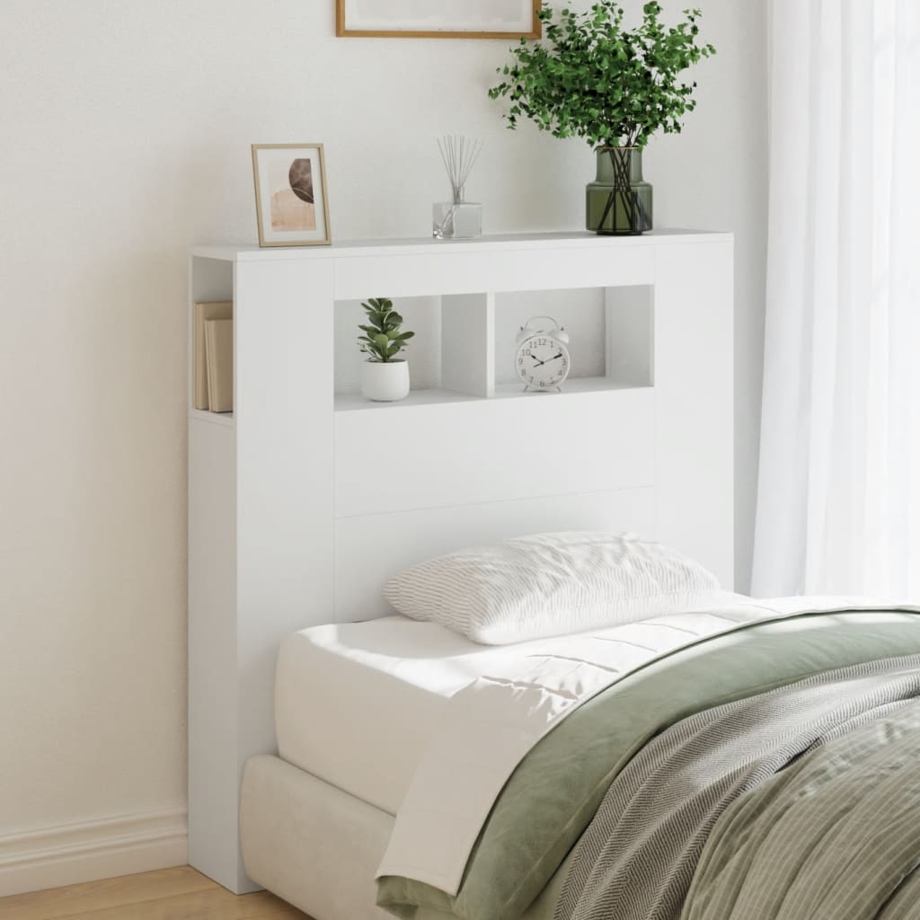 Vidaxl Testata del Letto con LED, Bianca, 100X18,5X103,5 Cm