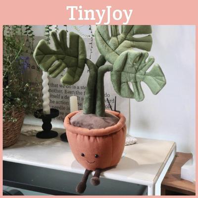 צמח ממונסטרה קטיפתי ממולא בכותנה פוליפרופילן קישוט ריאליסטי לשולחן המשרד לבית לגן ילדים