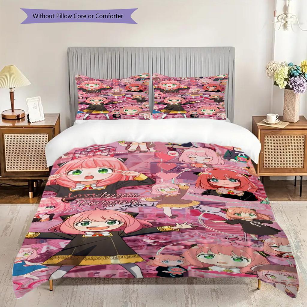 Anime Set Cute Characters Threepiece Set 1 Duvet Cover 2 Pillowcase Without Core Bedding Set Christmas Birthday Gift Soft And Comfortable