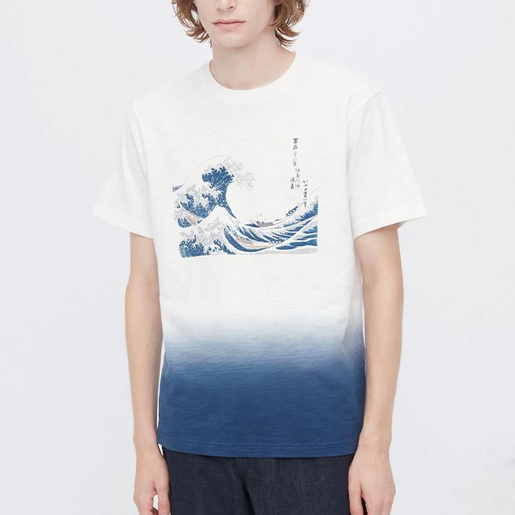 UNIQLO Scenic Pattern Printed Crew Neck Short Sleeve T-Shirt Unisex Tops Off-White 459320--01