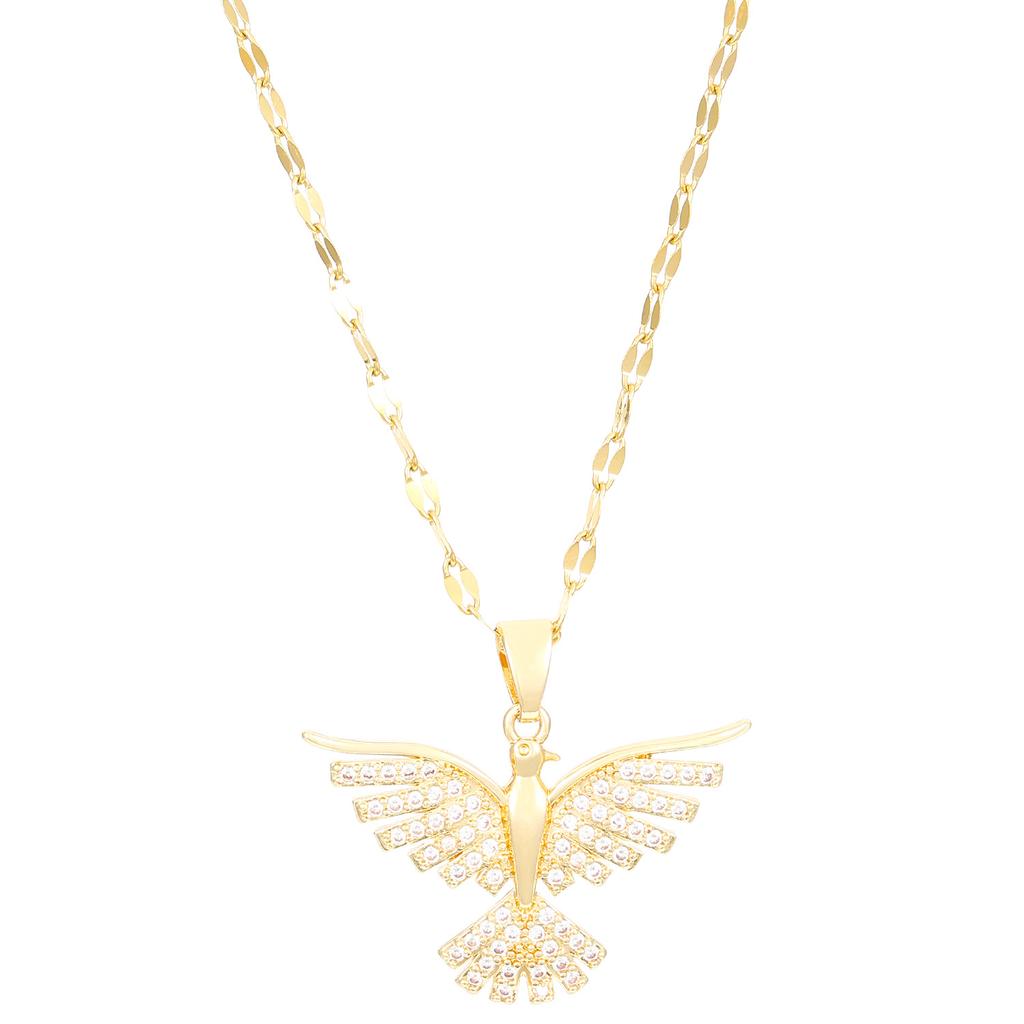 Phoenixflügel leichter Luxus Bankett Hochzeitskette weiblich Internet-Berühmtheit wildes Schlüsselbeinkettchen Kupfer eingelegter Zirkon wilder Adler Anhänger