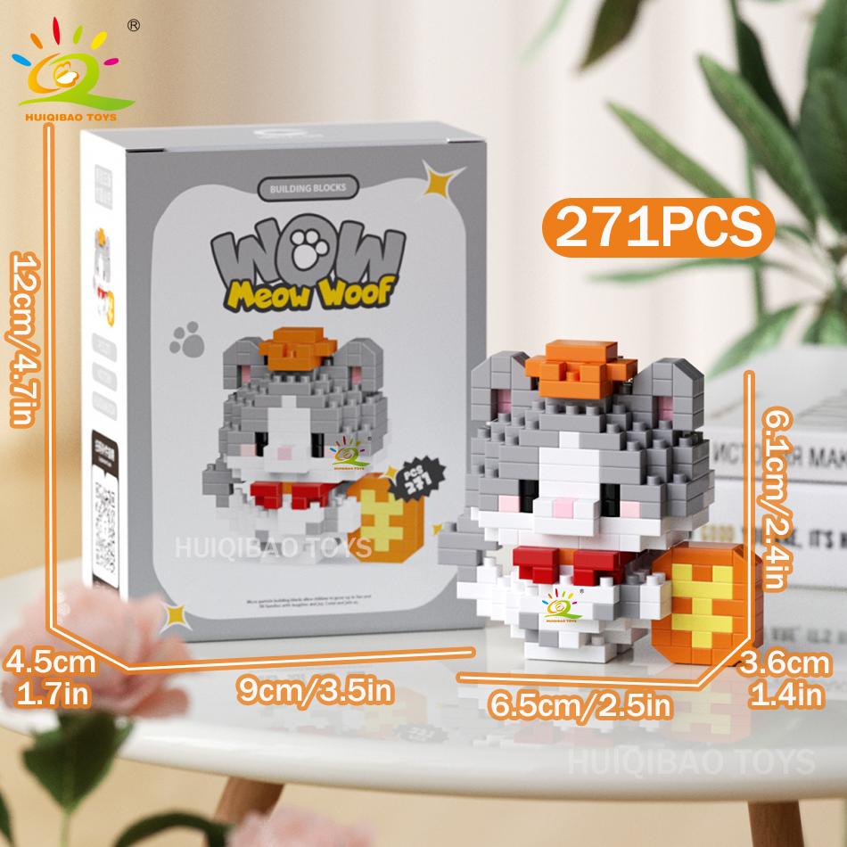 MINI Working Cat Pet Dog Micro Model Building Block Set Kids City Cartoon Animal Diamond Bricks Educational Toys Adult