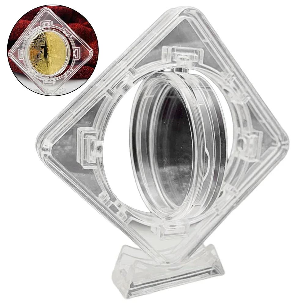 1PC 4cm Acrylic Transparent Coin Holder Coin Display Case Collecting Box Commemorative Medal Storage Capsules Holder Container