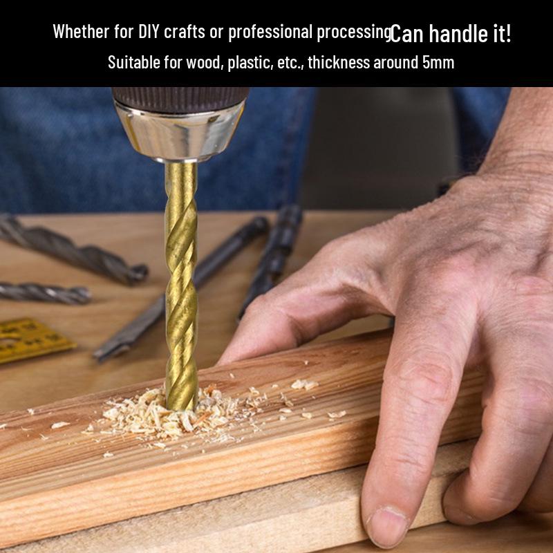 Premium 13-teiliges Titanbeschichtetes HSS-Spiralbohrer-Set (1,5 mm bis 6,5 mm) mit Rundschaft für Rotationswerkzeuge