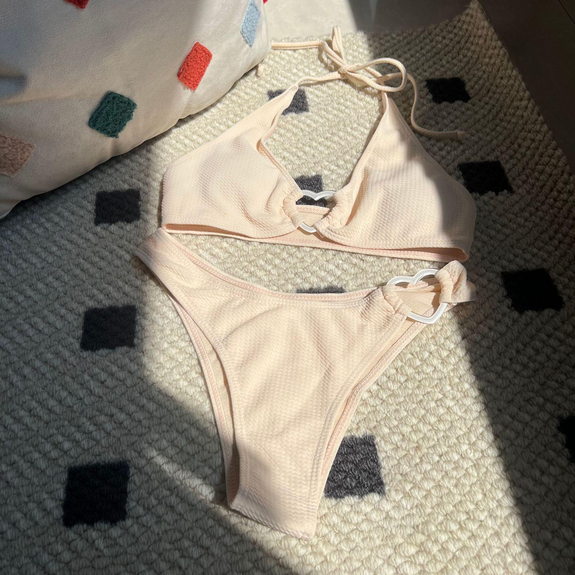 2026 European and American New Love Special Fabric Split Swimsuit Swimsuit Bikini S