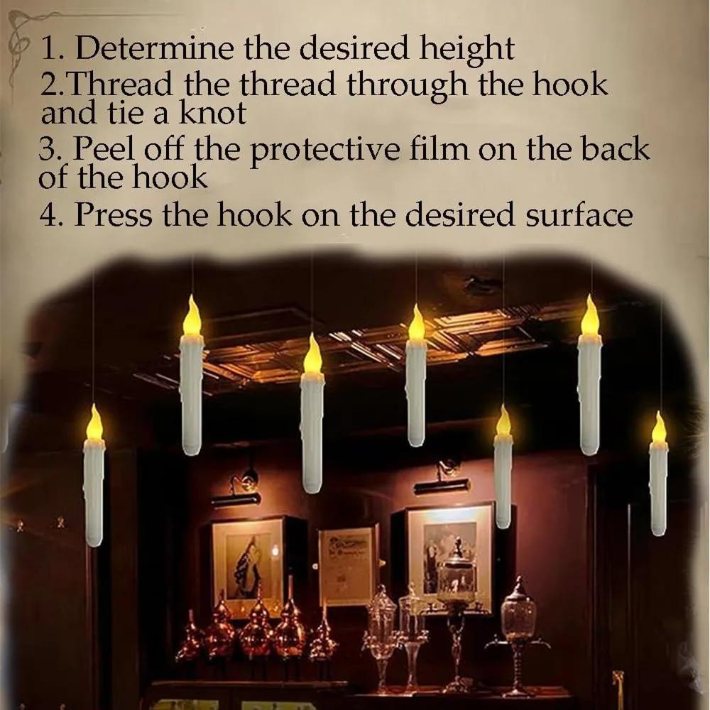 12/24Pcs Floating Taper Candles with Remote Control Flickering LED Electronic Candle Sticks for Halloween Christmas Party Decor