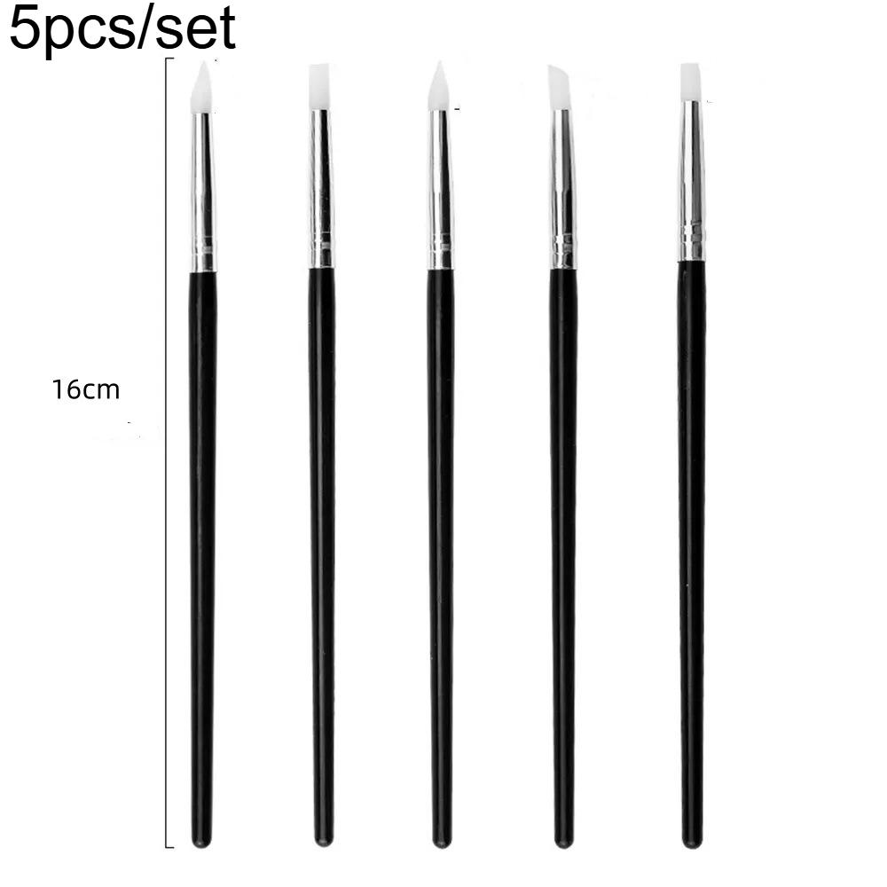

5pcs/set Soft Silicone Pen, Small Head Silicone Embossing Pen, Nail Art Brushes Set, Soft Silicone Tips,nail art tools